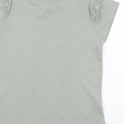 George Girls Green  Cotton Basic T-Shirt Size 10-11 Years Round Neck Pullover