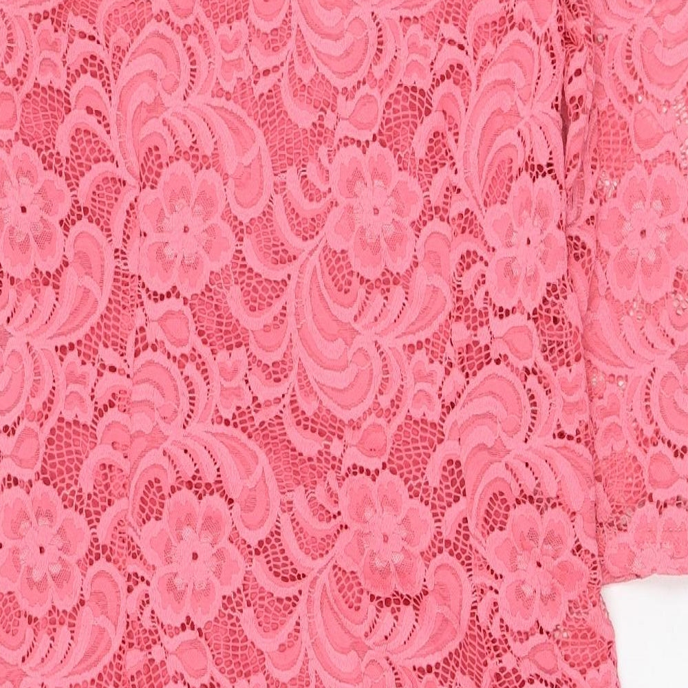 Mama-licious Womens Pink  Cotton Shift  Size M  V-Neck Hook & Eye