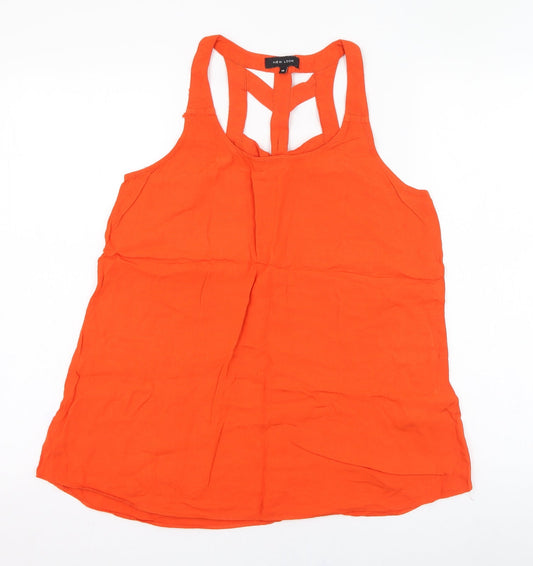 New Look Womens Orange  Viscose Basic Tank Size 10 Round Neck
