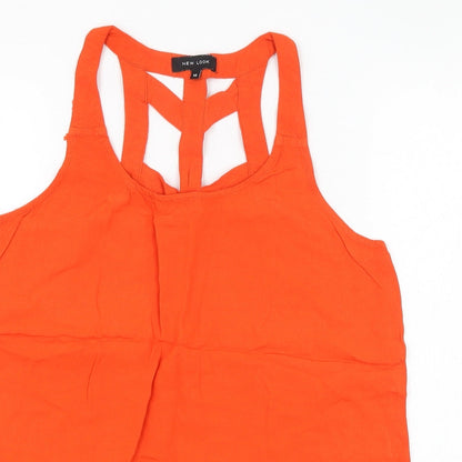 New Look Womens Orange  Viscose Basic Tank Size 10 Round Neck