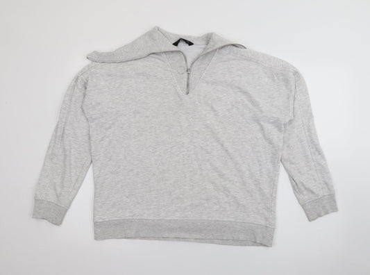 F&F Womens Grey High Neck  Cotton Pullover Jumper Size 16