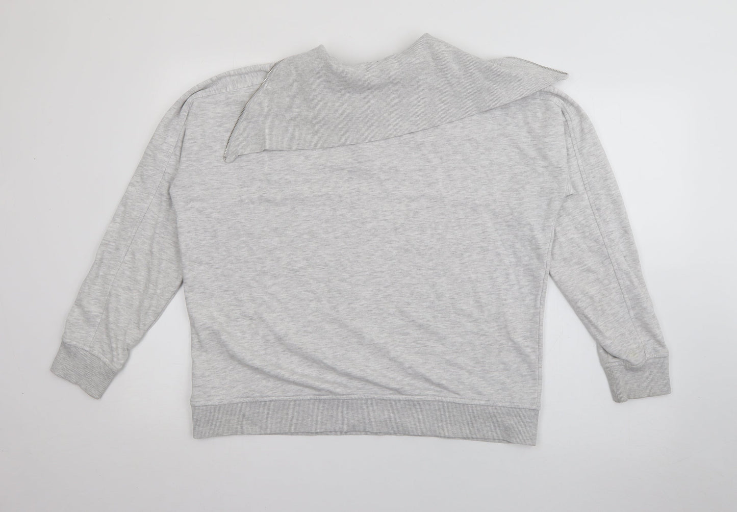 F&F Womens Grey High Neck  Cotton Pullover Jumper Size 16