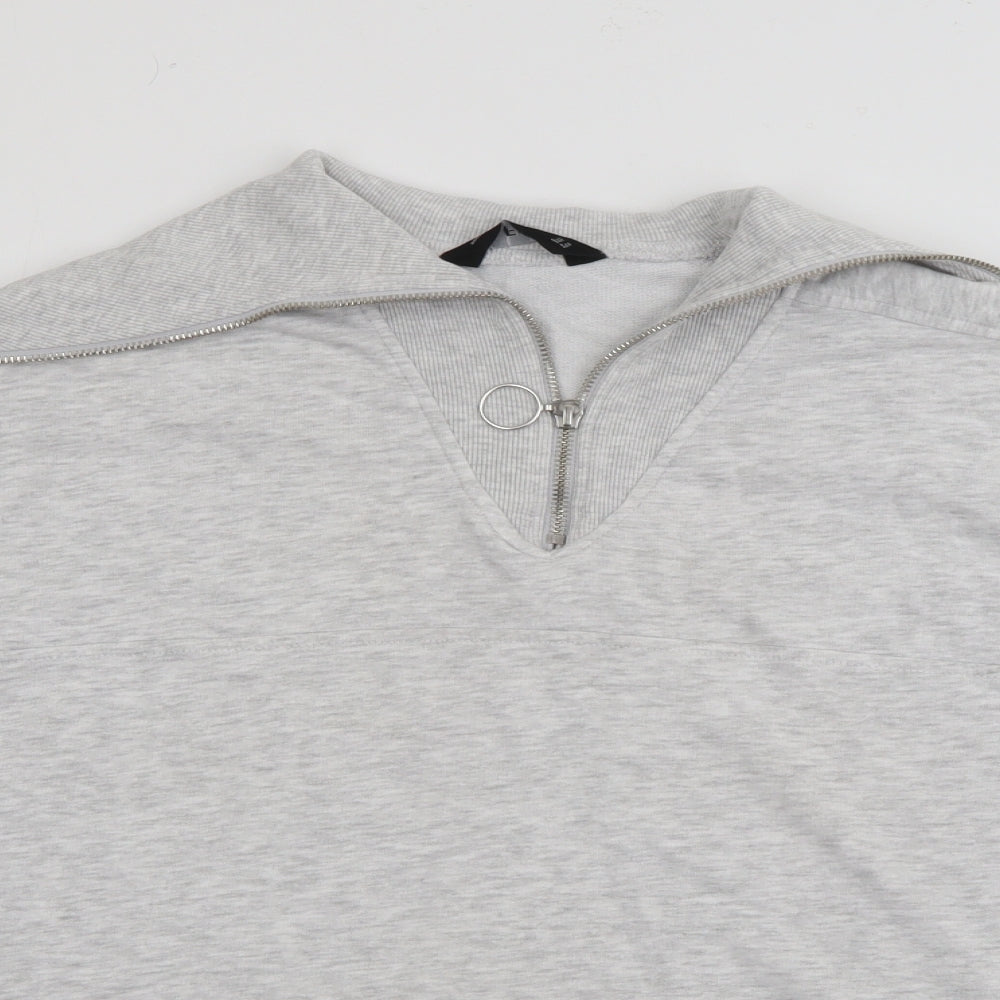 F&F Womens Grey High Neck  Cotton Pullover Jumper Size 16