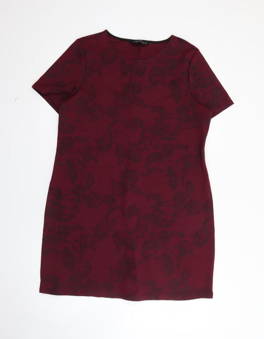 Dorothy Perkins Womens Purple Geometric Polyester Jumper Dress  Size 14  Round Neck