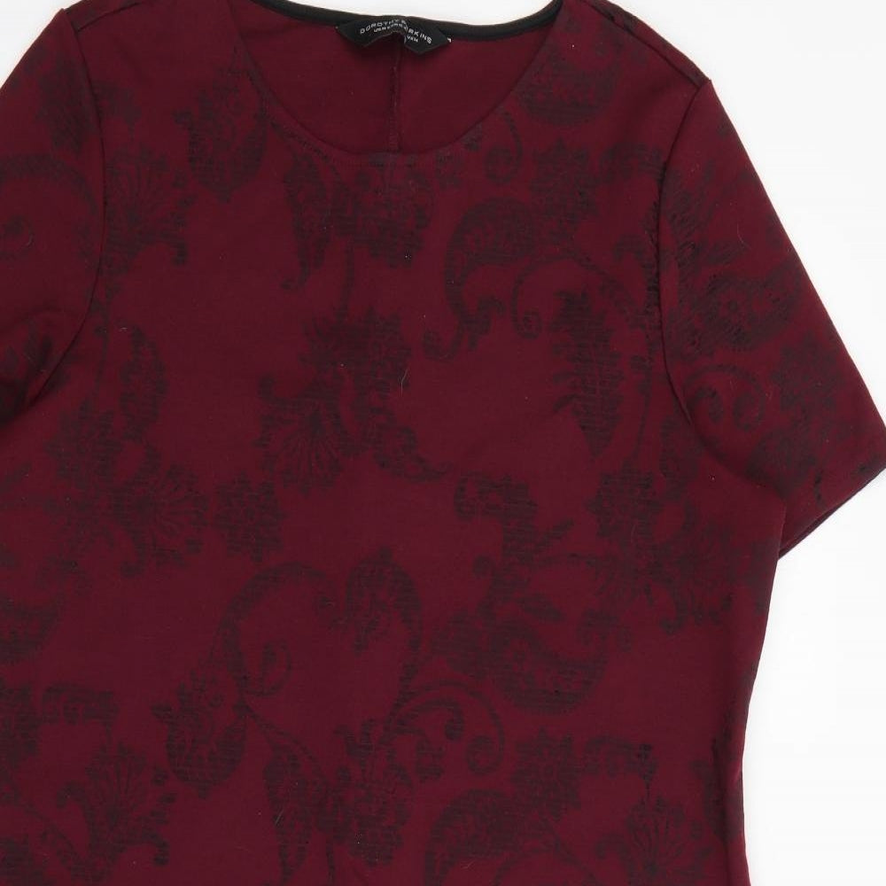 Dorothy Perkins Womens Purple Geometric Polyester Jumper Dress  Size 14  Round Neck