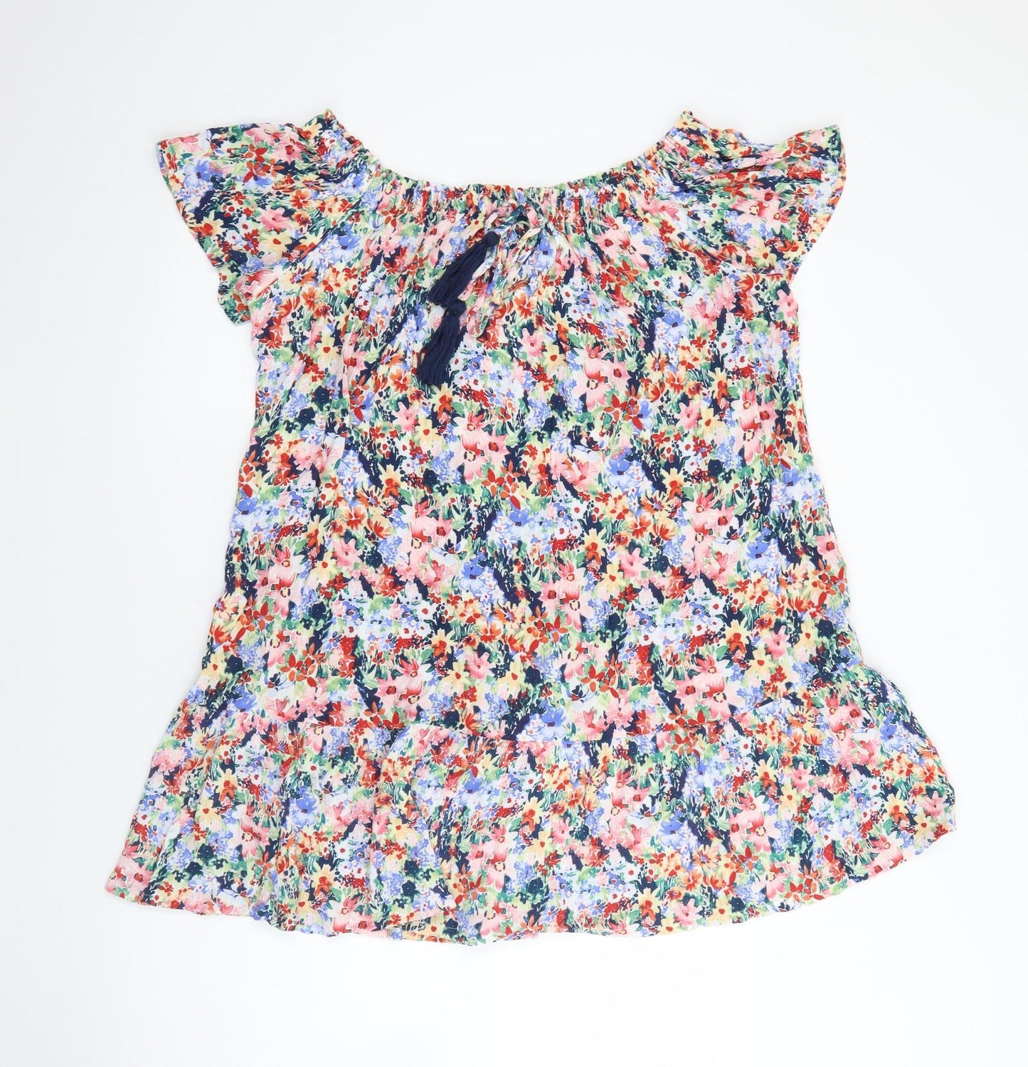 Peacocks Womens Multicoloured Geometric Viscose Shift  Size M  Boat Neck