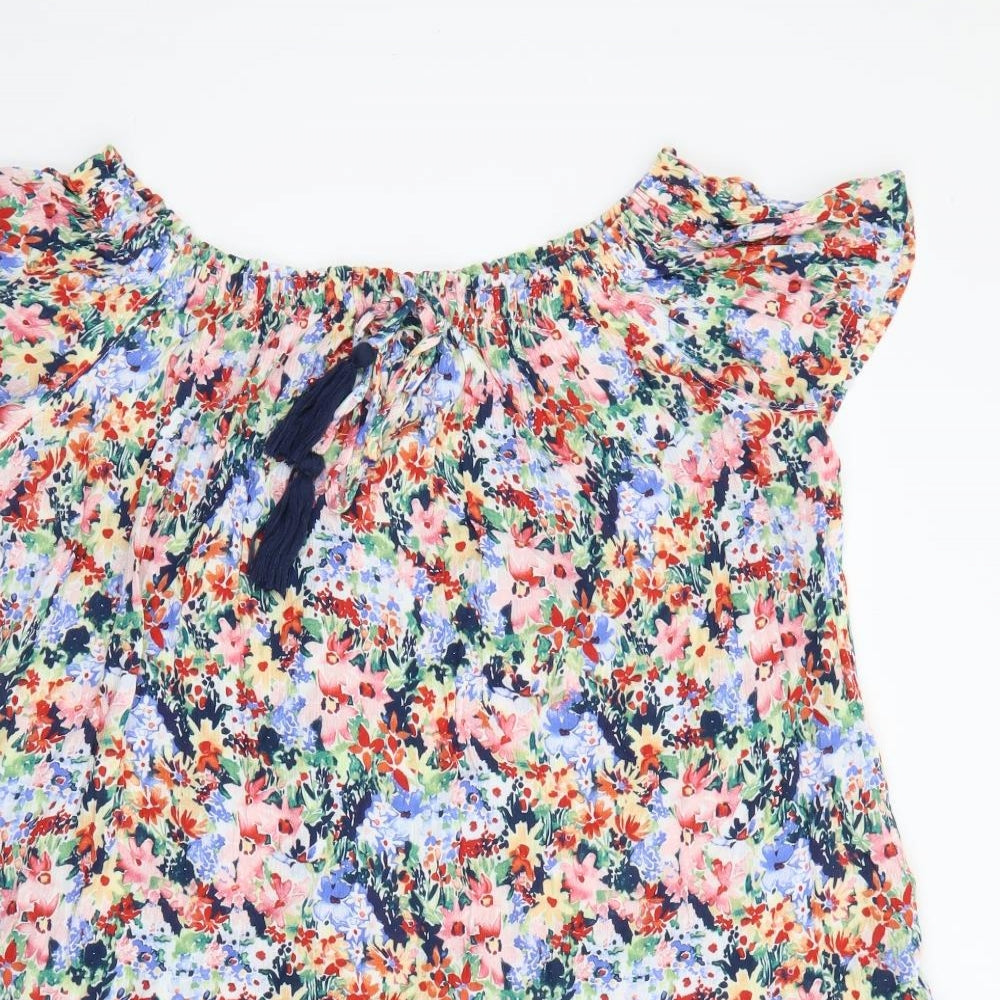 Peacocks Womens Multicoloured Geometric Viscose Shift  Size M  Boat Neck