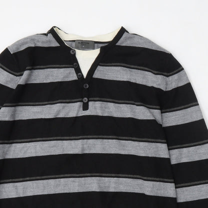 Burton Mens Multicoloured V-Neck Striped Acrylic Pullover Jumper Size XL