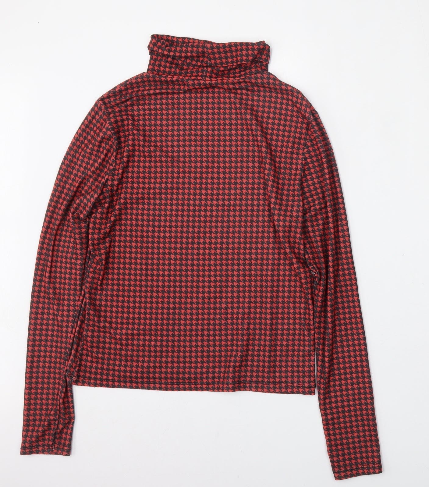 Primark Womens Multicoloured Roll Neck Houndstooth Polyester Pullover Jumper Size 10