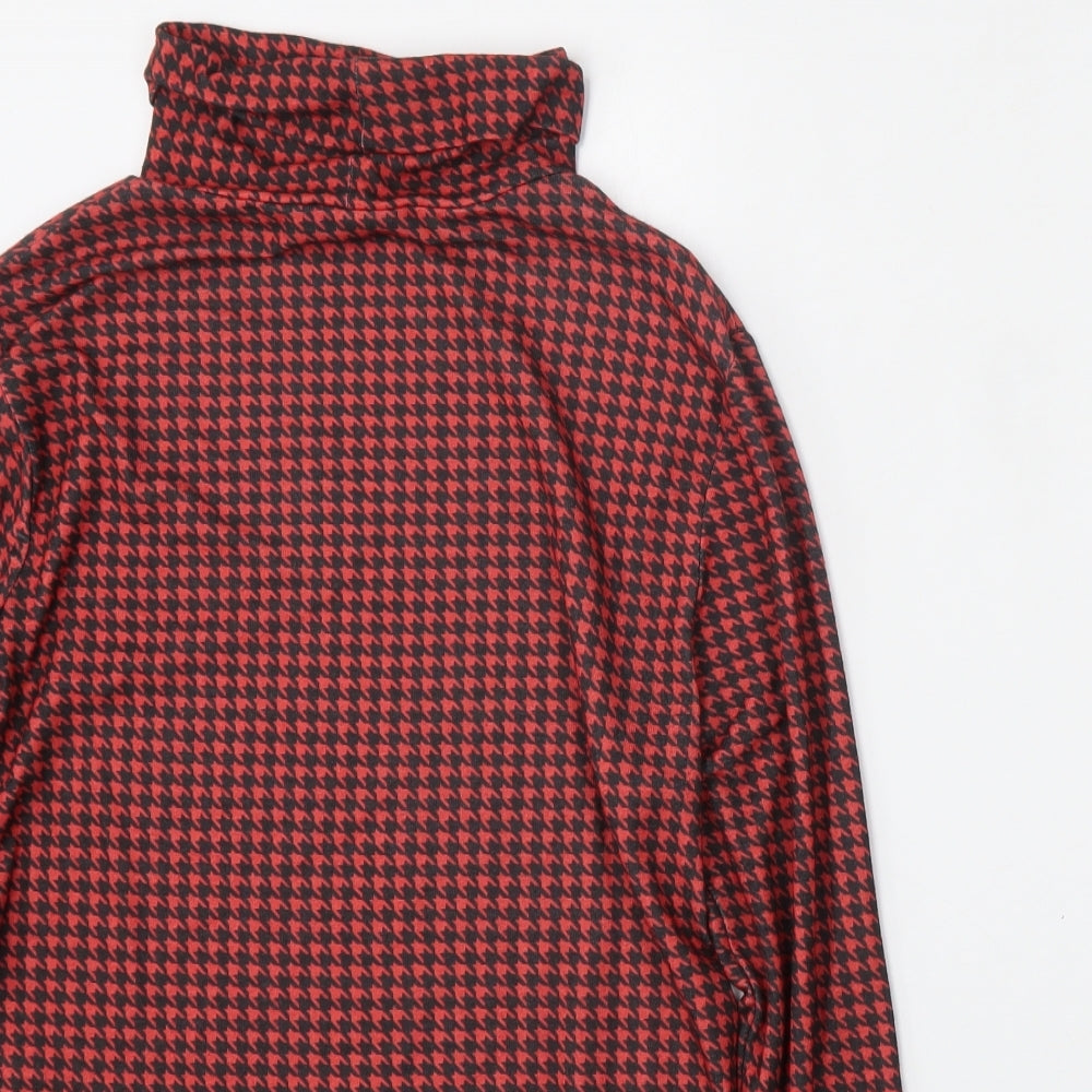 Primark Womens Multicoloured Roll Neck Houndstooth Polyester Pullover Jumper Size 10
