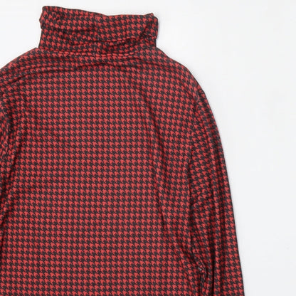 Primark Womens Multicoloured Roll Neck Houndstooth Polyester Pullover Jumper Size 10