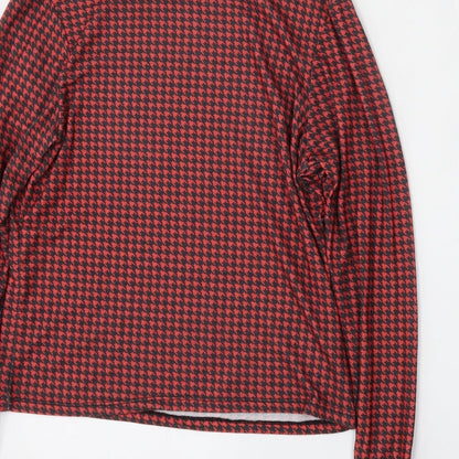 Primark Womens Multicoloured Roll Neck Houndstooth Polyester Pullover Jumper Size 10