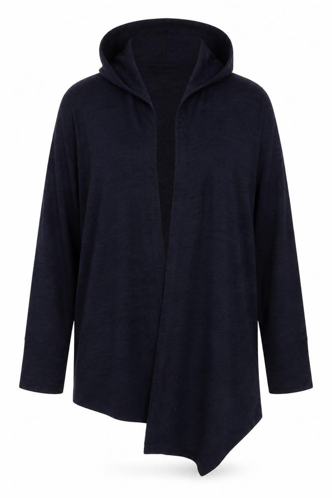 Front view of George women’s blue v-neck polyester cardigan jumper, size UK 12