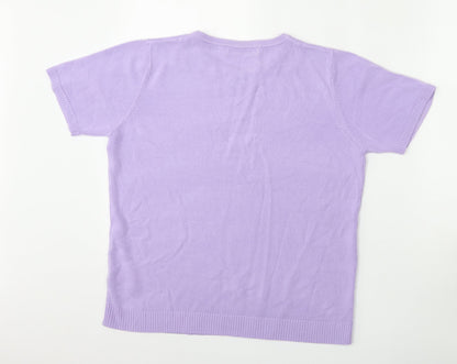 Womens UK Size 14 Pure & Natural Purple Pullover Jumper