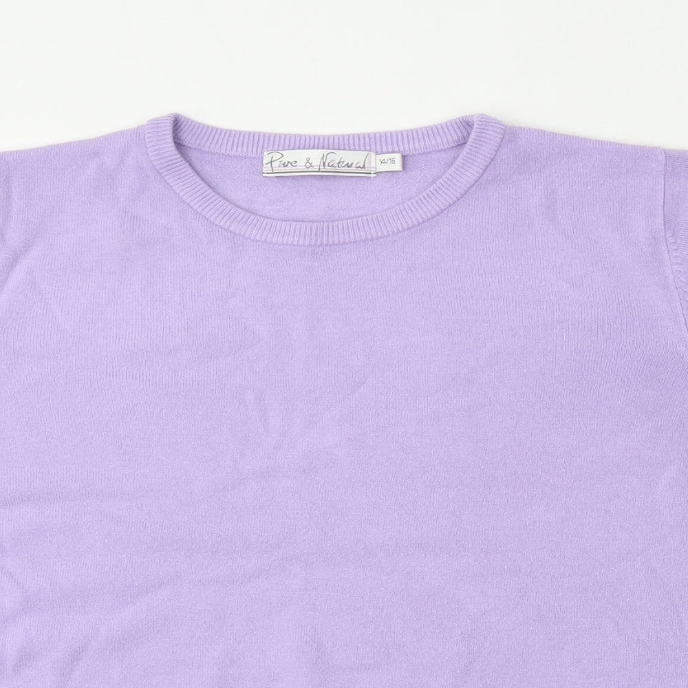 Womens UK Size 14 Pure & Natural Purple Pullover Jumper