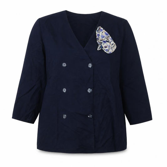 Front view of Berketex women’s blue jacket, size UK 18, button