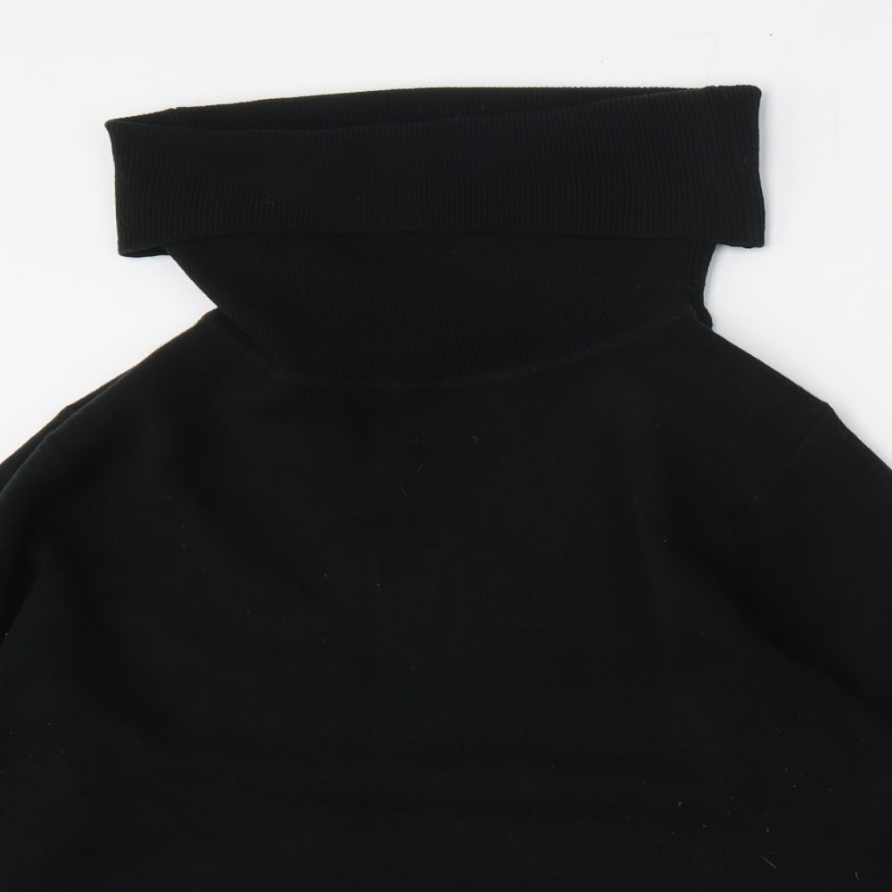 Donna Lewis Womens Black Roll Neck  Acrylic Pullover Jumper Size M