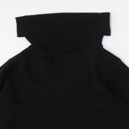 Donna Lewis Womens Black Roll Neck  Acrylic Pullover Jumper Size M