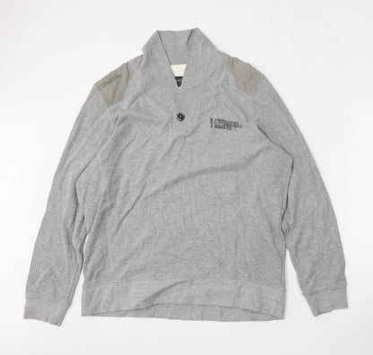 Burton Mens Grey Mock Neck  Cotton Pullover Jumper Size XL