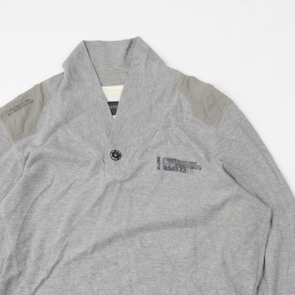 Burton Mens Grey Mock Neck  Cotton Pullover Jumper Size XL