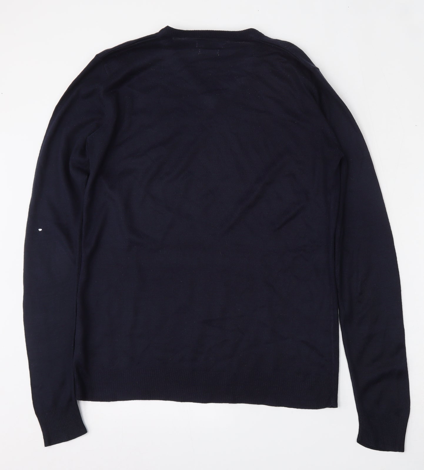 Brave Soul Mens Blue V-Neck  Acrylic Pullover Jumper Size S