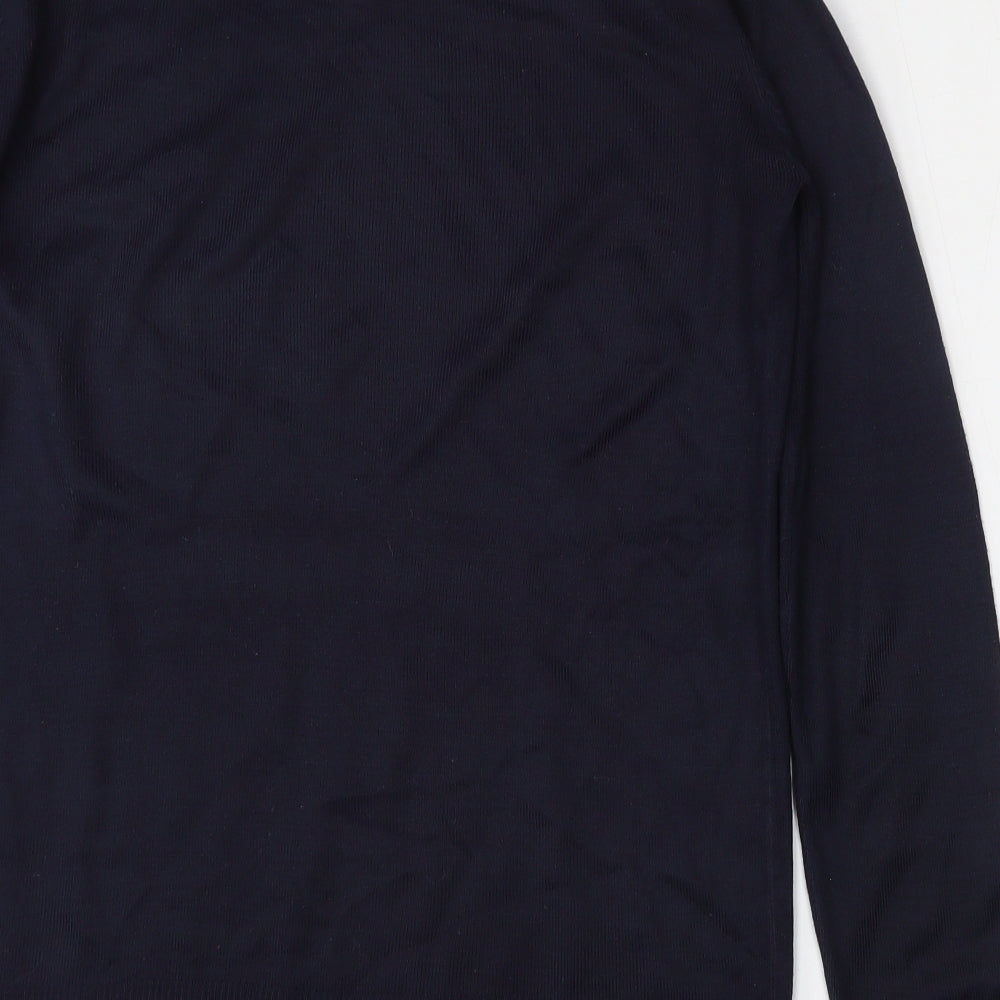 Brave Soul Mens Blue V-Neck  Acrylic Pullover Jumper Size S