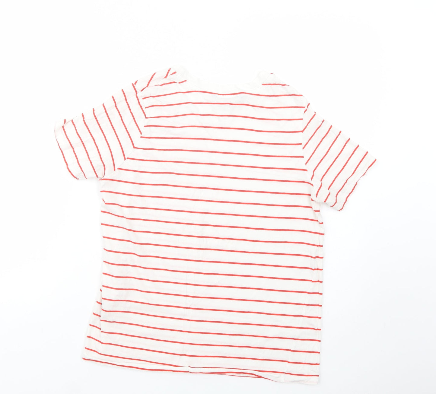 Dunnes Womens White Striped Cotton Basic T-Shirt Size S Crew Neck