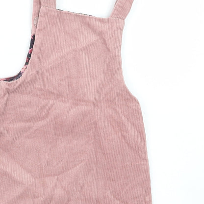 Dunnes Stores Baby Pink  Cotton Pinafore/Dungaree Dress  Size 18-24 Months  Square Neck Button