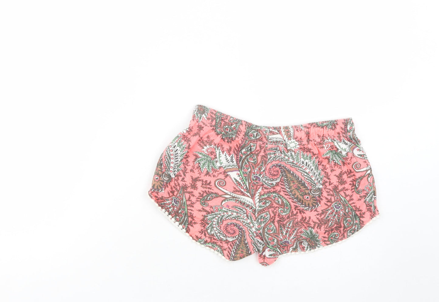 Primark Womens Pink Paisley Cotton Bermuda Shorts Size 8 L3 in Regular Drawstring