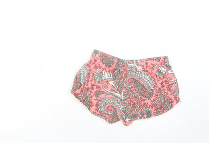 Primark Womens Pink Paisley Cotton Bermuda Shorts Size 8 L3 in Regular Drawstring