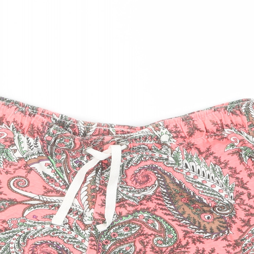 Primark Womens Pink Paisley Cotton Bermuda Shorts Size 8 L3 in Regular Drawstring