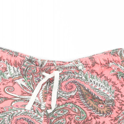 Primark Womens Pink Paisley Cotton Bermuda Shorts Size 8 L3 in Regular Drawstring