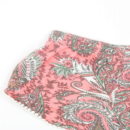 Primark Womens Pink Paisley Cotton Bermuda Shorts Size 8 L3 in Regular Drawstring