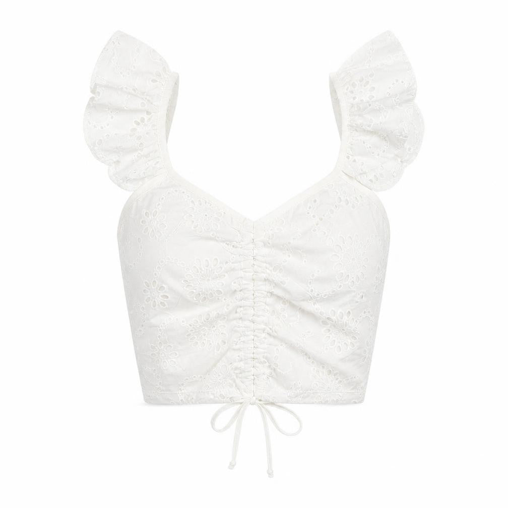 Womens UK Size 4 Primark White Cropped Blouse