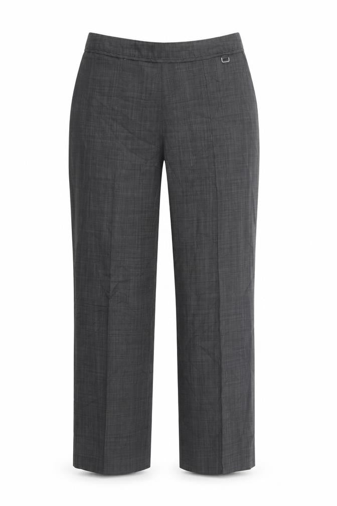 Front view of Marks & Spencer women’s grey polyester dress pants trousers, size UK 10, 24-inch leg regular
