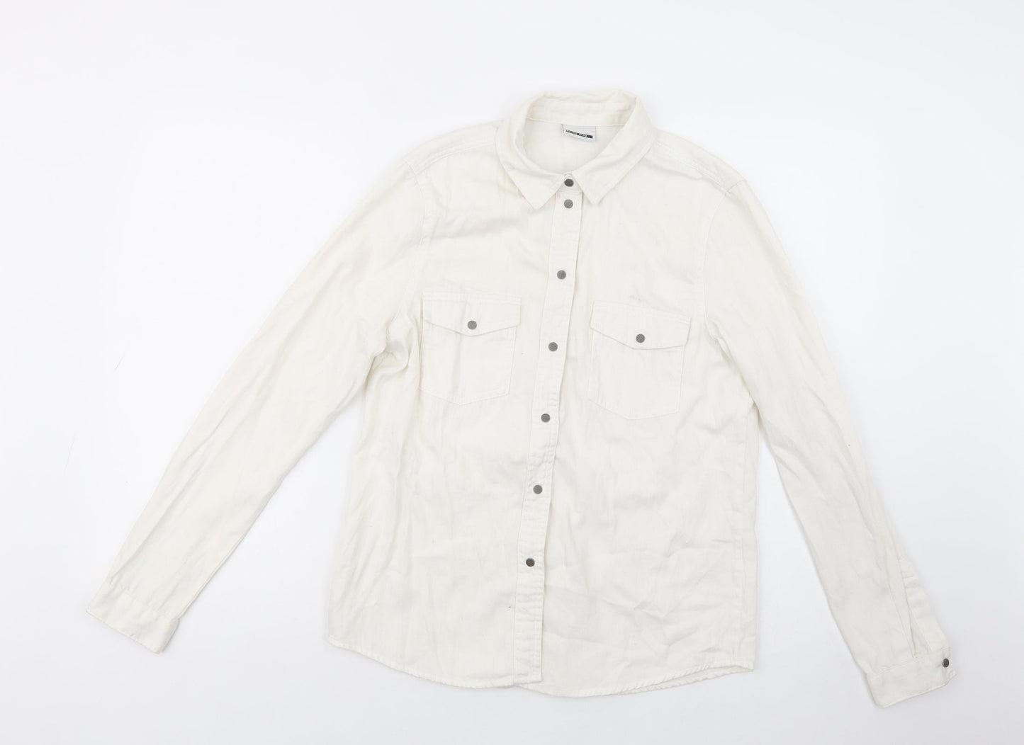 Womens UK Size M Noisy may Ivory Basic Button-Up