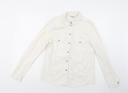 Womens UK Size M Noisy may Ivory Basic Button-Up