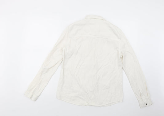 Noisy may Womens Ivory  Cotton Basic Button-Up Size M Collared