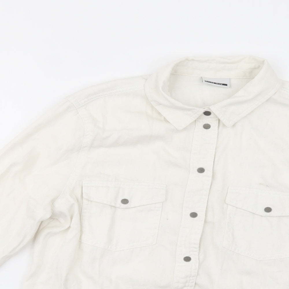 Womens UK Size M Noisy may Ivory Basic Button-Up