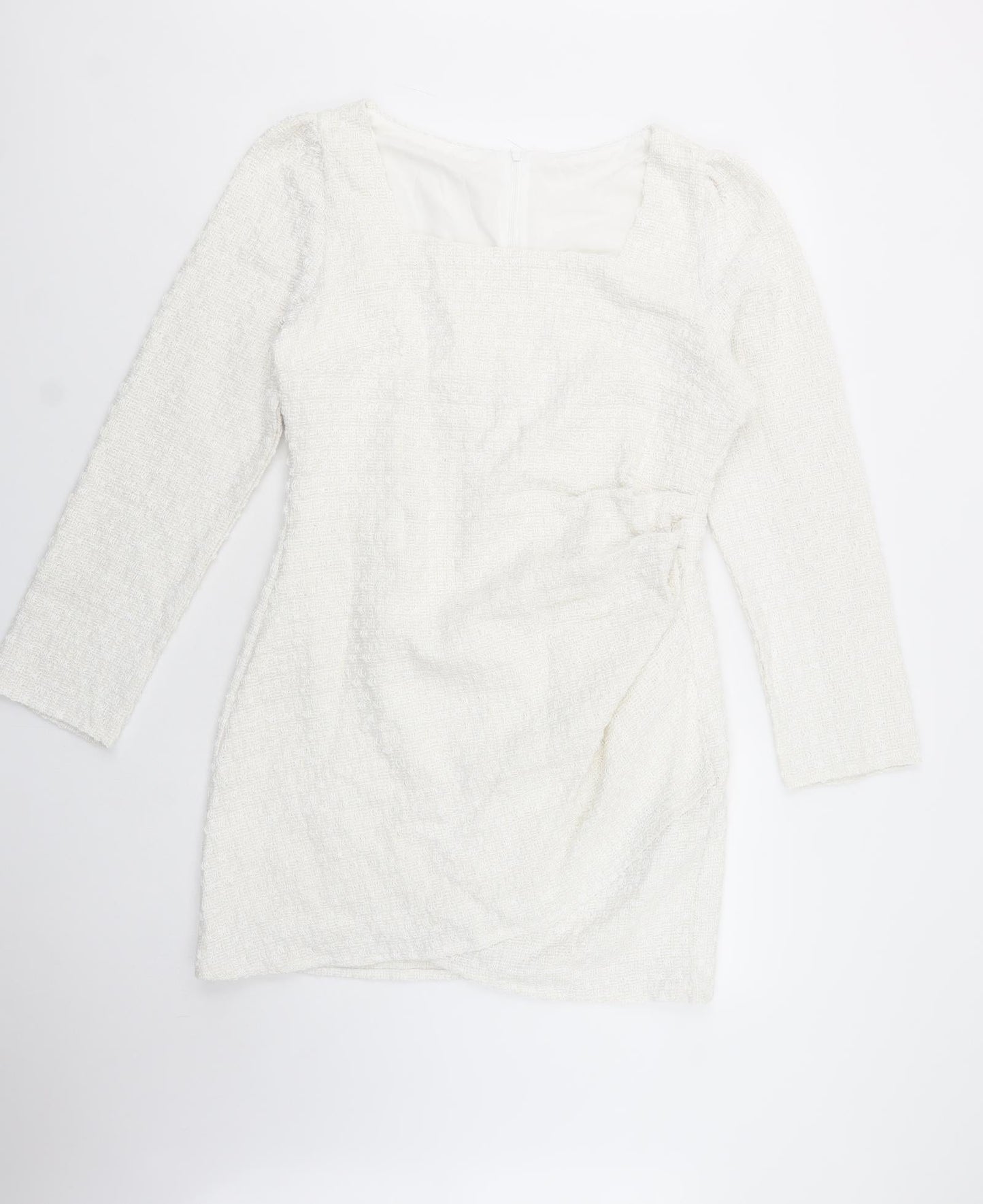 SheIn Womens White  Polyester Pencil Dress  Size XL  Square Neck Zip