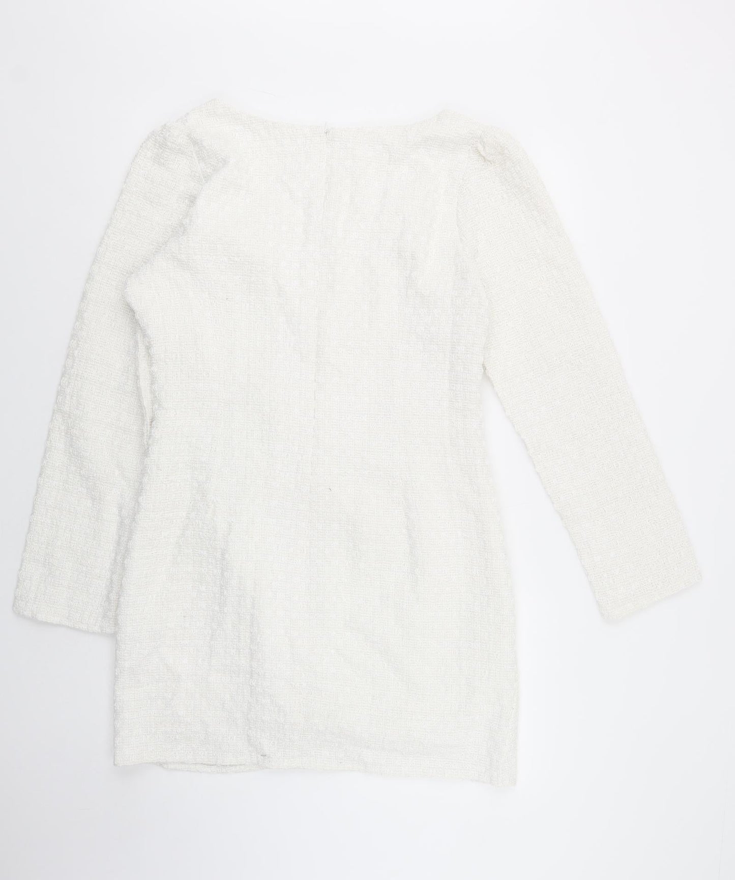 SheIn Womens White  Polyester Pencil Dress  Size XL  Square Neck Zip