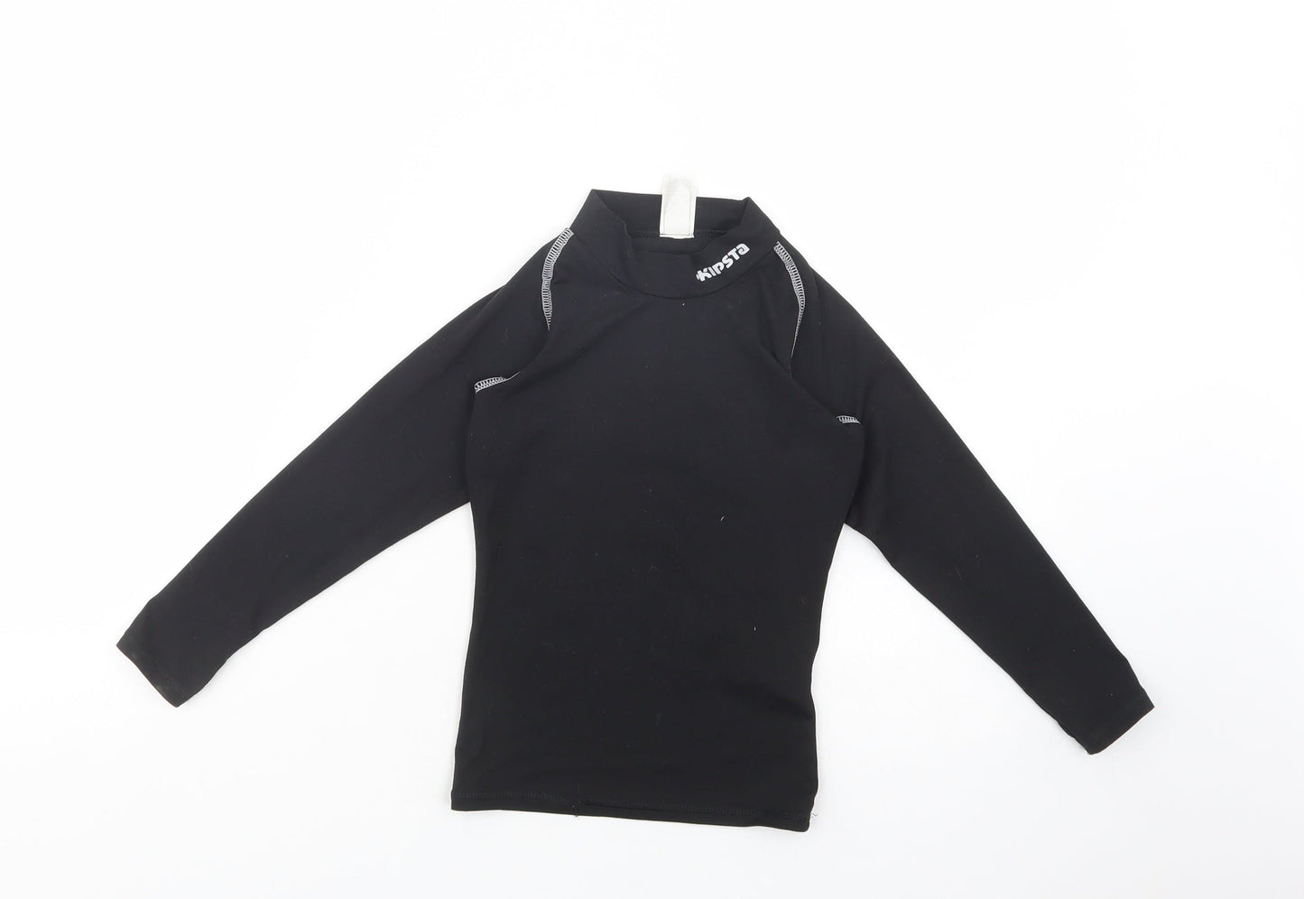 DECATHLON Boys Black  Polyester Kimono T-Shirt Size 6 Years Mock Neck Pullover