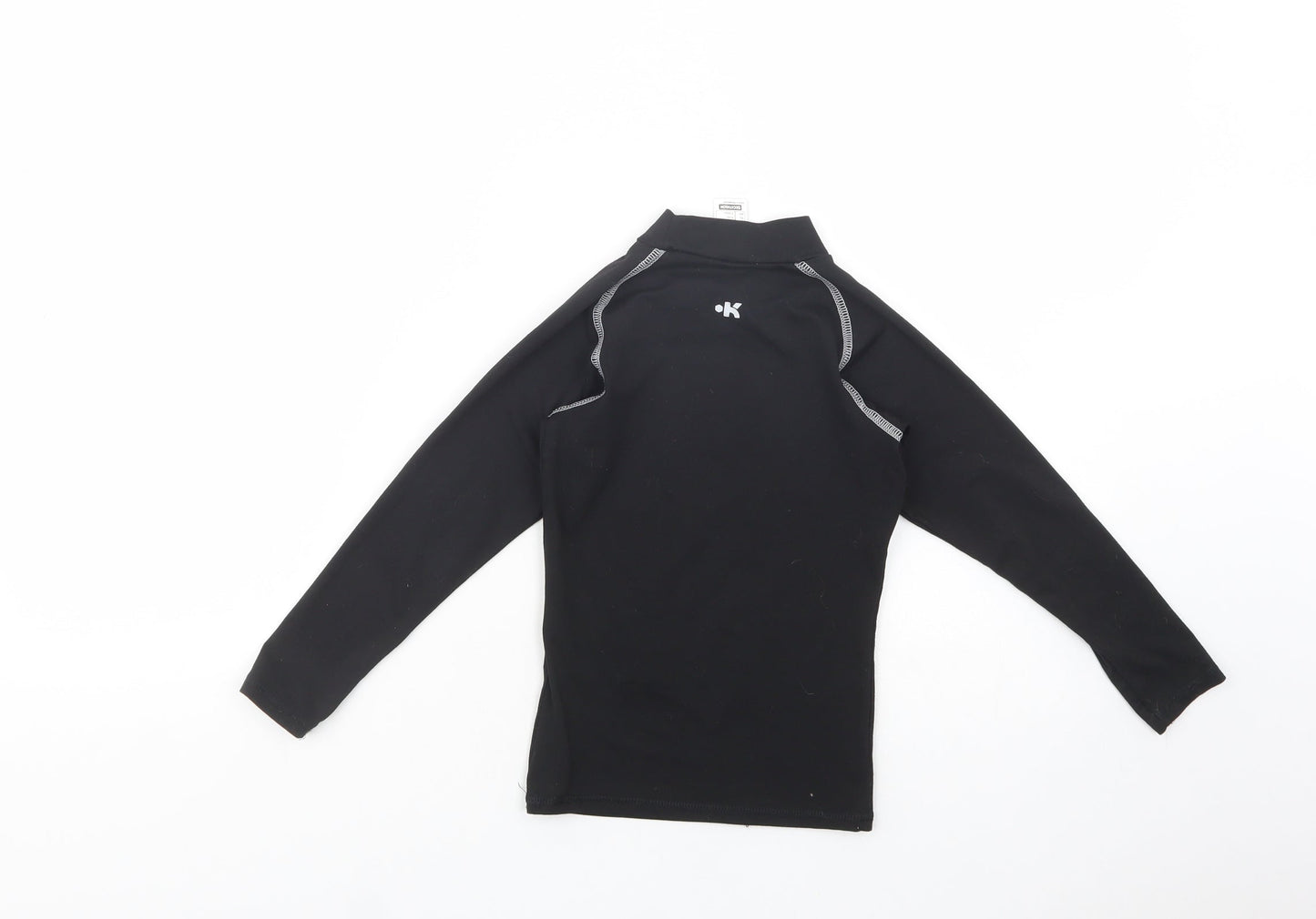 DECATHLON Boys Black  Polyester Kimono T-Shirt Size 6 Years Mock Neck Pullover