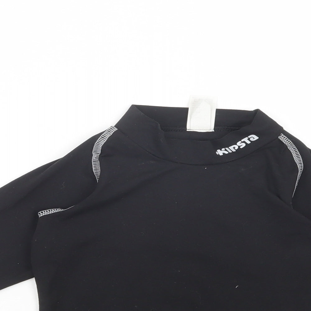 DECATHLON Boys Black  Polyester Kimono T-Shirt Size 6 Years Mock Neck Pullover