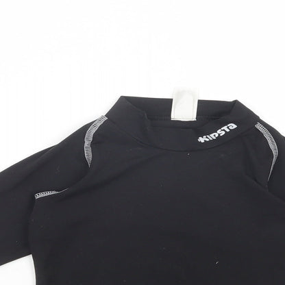 DECATHLON Boys Black  Polyester Kimono T-Shirt Size 6 Years Mock Neck Pullover