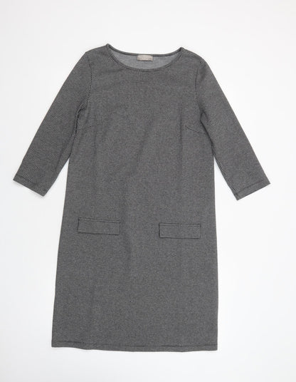 Maria Bellentani Womens Grey Houndstooth Viscose Shift  Size S  Boat Neck Pullover