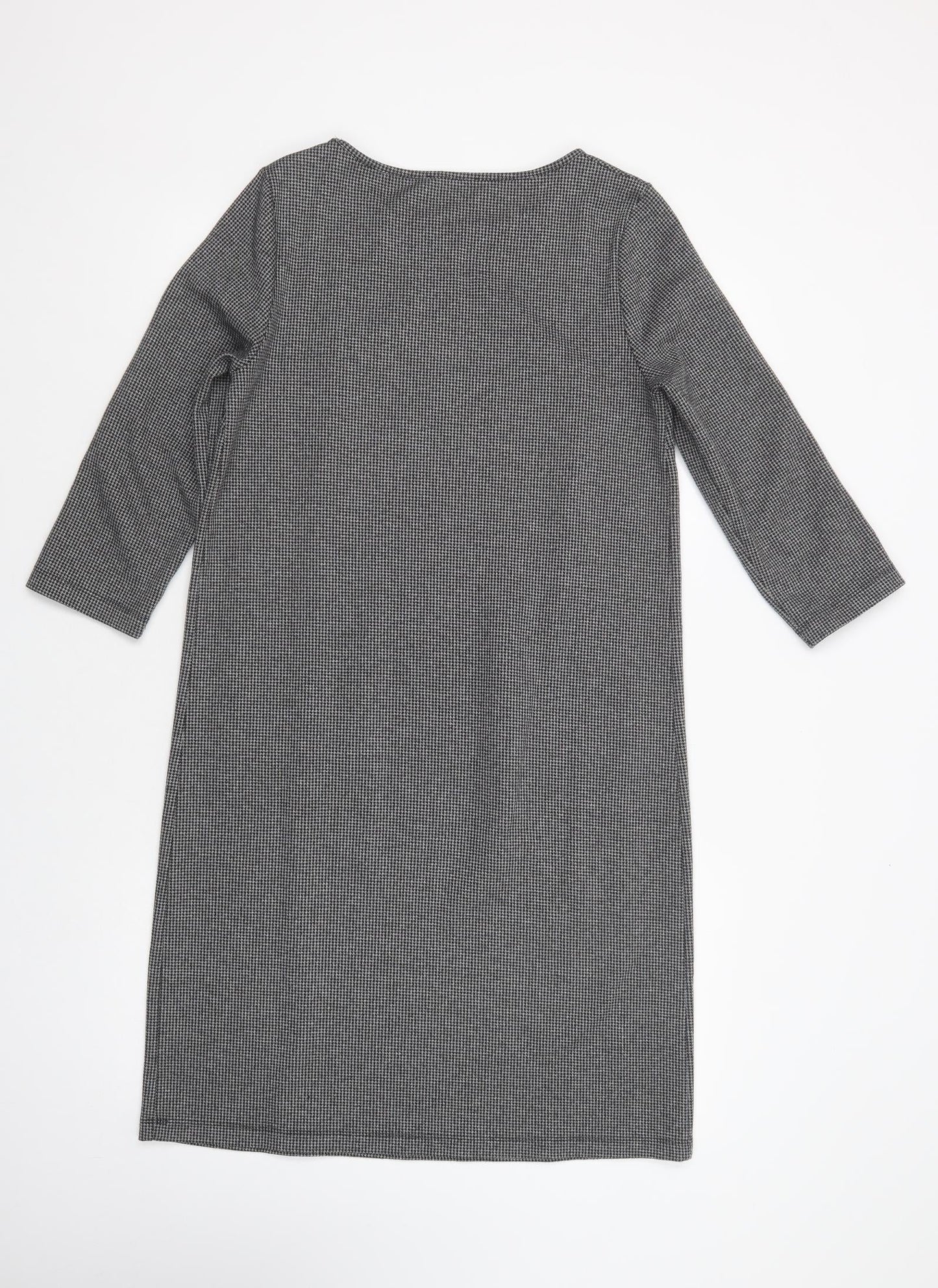 Maria Bellentani Womens Grey Houndstooth Viscose Shift  Size S  Boat Neck Pullover