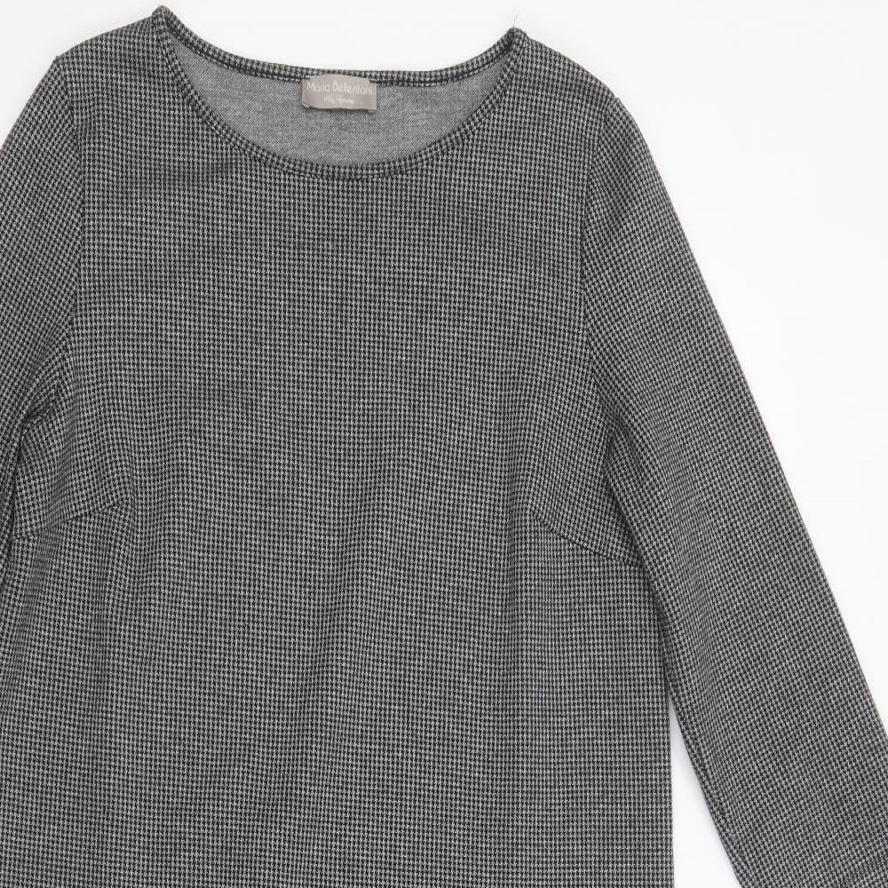 Maria Bellentani Womens Grey Houndstooth Viscose Shift  Size S  Boat Neck Pullover