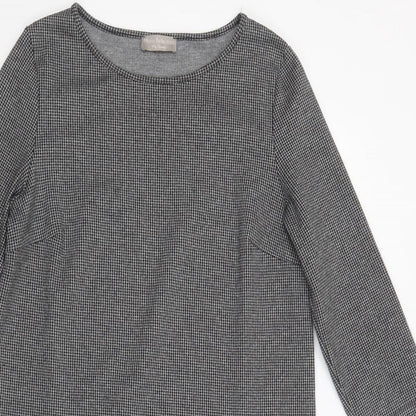 Maria Bellentani Womens Grey Houndstooth Viscose Shift  Size S  Boat Neck Pullover