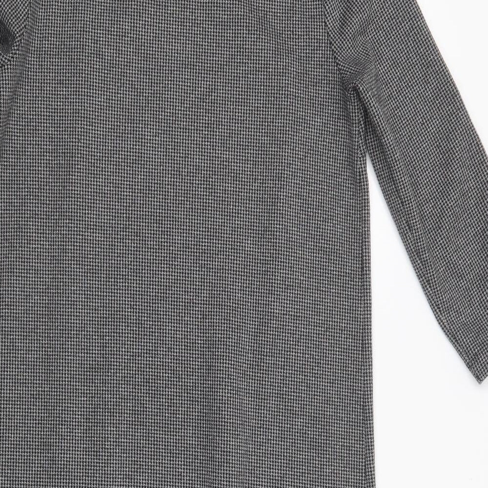 Maria Bellentani Womens Grey Houndstooth Viscose Shift  Size S  Boat Neck Pullover